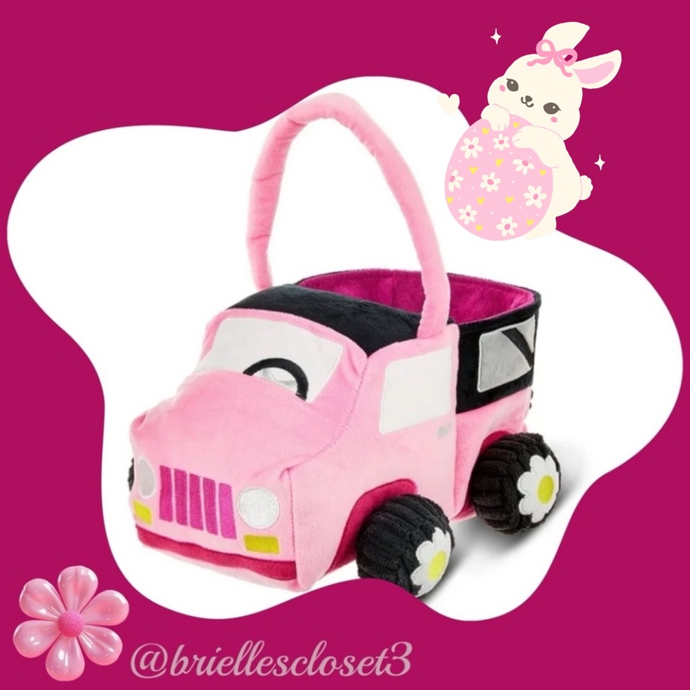 🌸 New Easter Plush Pink Truck Easter Basket